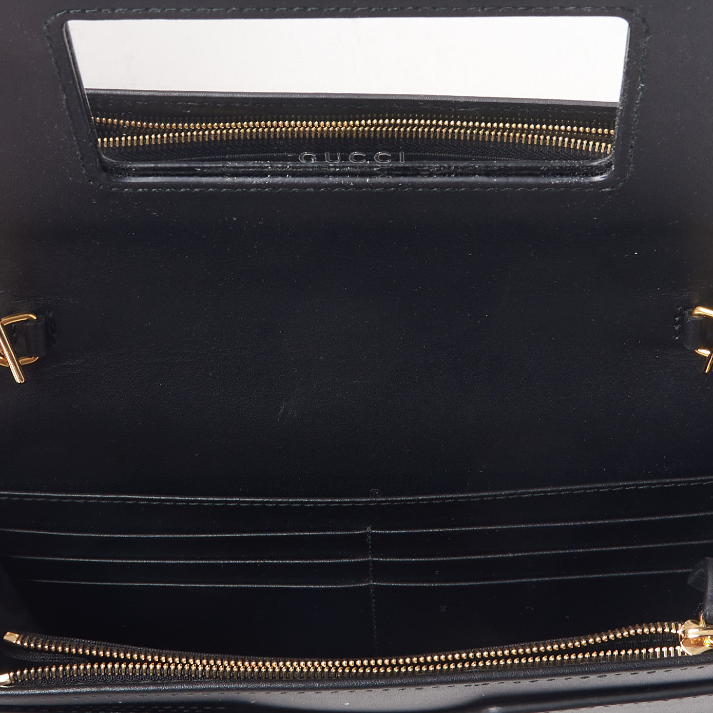 Gucci Calfskin Diagonal GG Mini Chain Wallet Black Gold 7 of 9