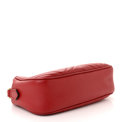 Gucci Calfskin Matelasse Small GG Marmont Chain Shoulder Bag Hibiscus Red 4 of 10