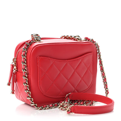 Chanel Lambskin Quilted Studded Beauty Begins Bag Fuchsia 3 of 9