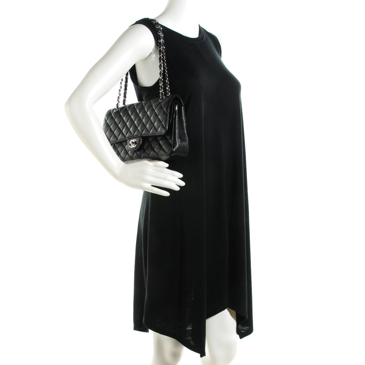 Caviar Quilted Medium Double Flap Black