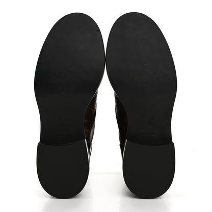 Louis Vuitton Calfskin Monogram Wonderland Flat Ranger Boots 37.5 Black 6 of 13