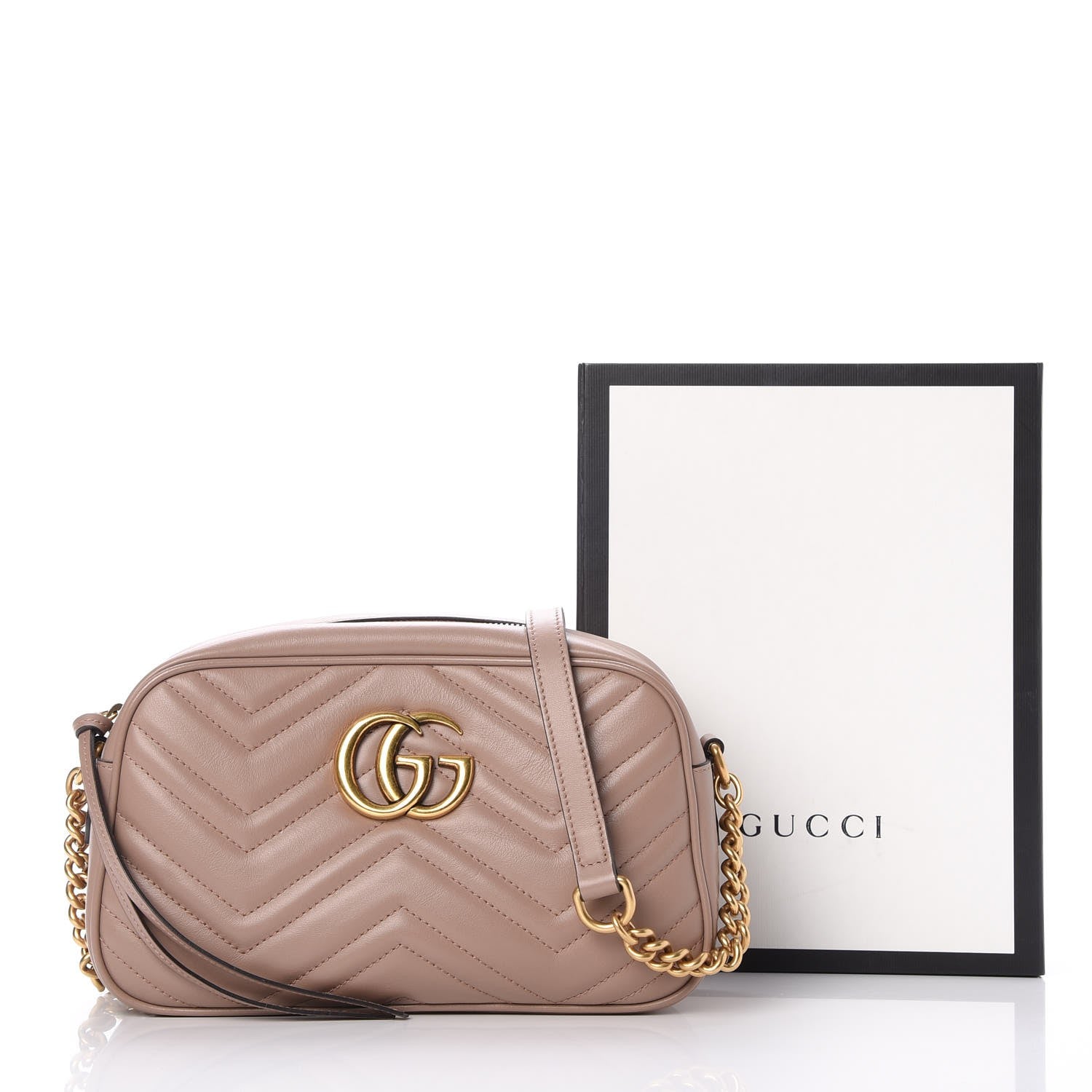 Gucci Calfskin Matelasse Small GG Marmont Chain Shoulder Bag Taupe 8 of 8