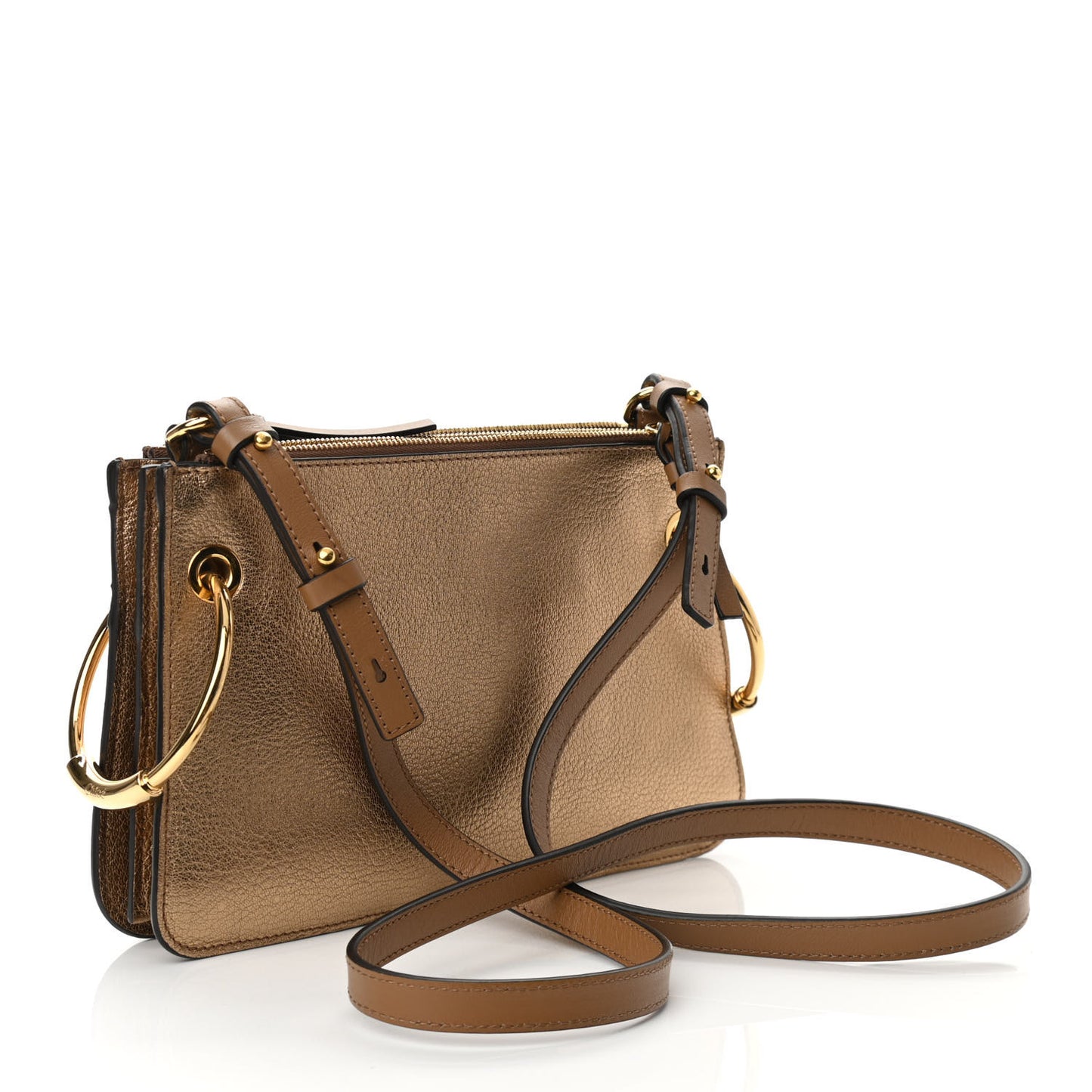 Metallic Calfskin Small Roy Bag Gold