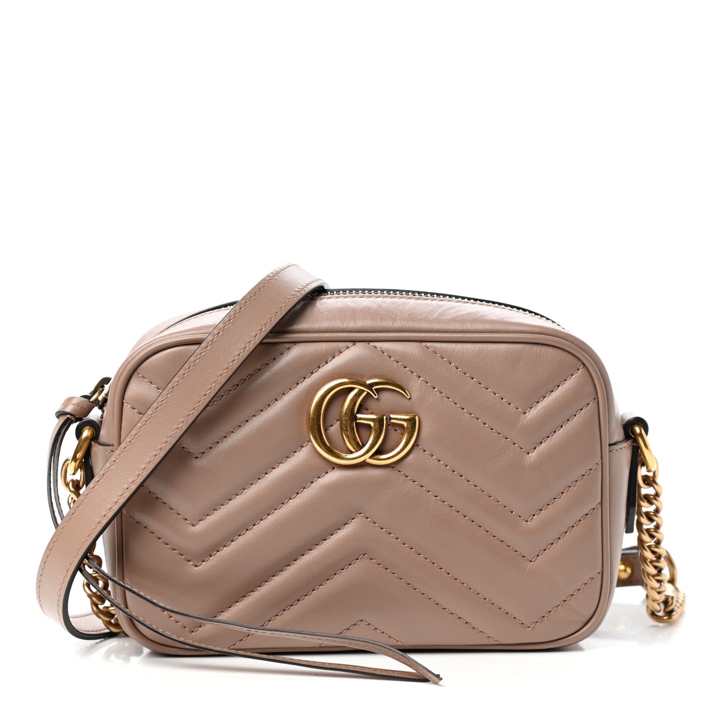 Calfskin Matelasse Mini GG Marmont Chain Shoulder Bag Porcelain Rose