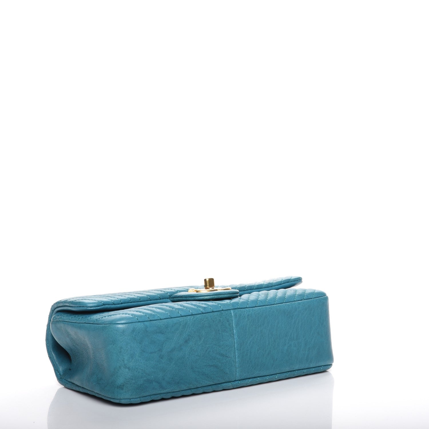 Chanel Calfskin Surpique Chevron Small Flap Turquoise 4 of 7