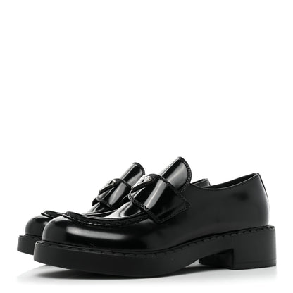 Prada Spazzolato Metal Triangle Logo 50mm Loafers 37.5 Black 3 of 9