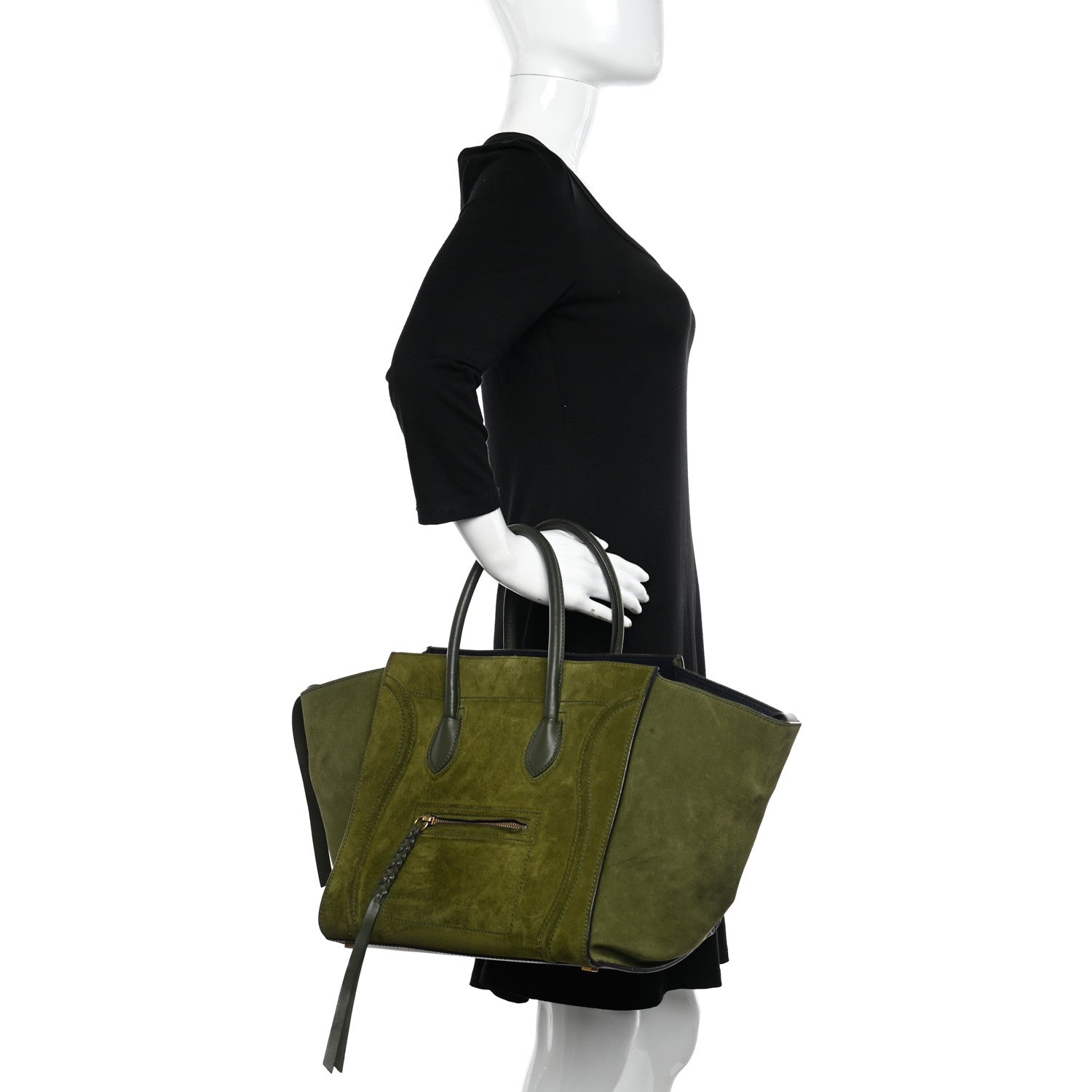Celine Suede Small Phantom Luggage Green 2 of 16