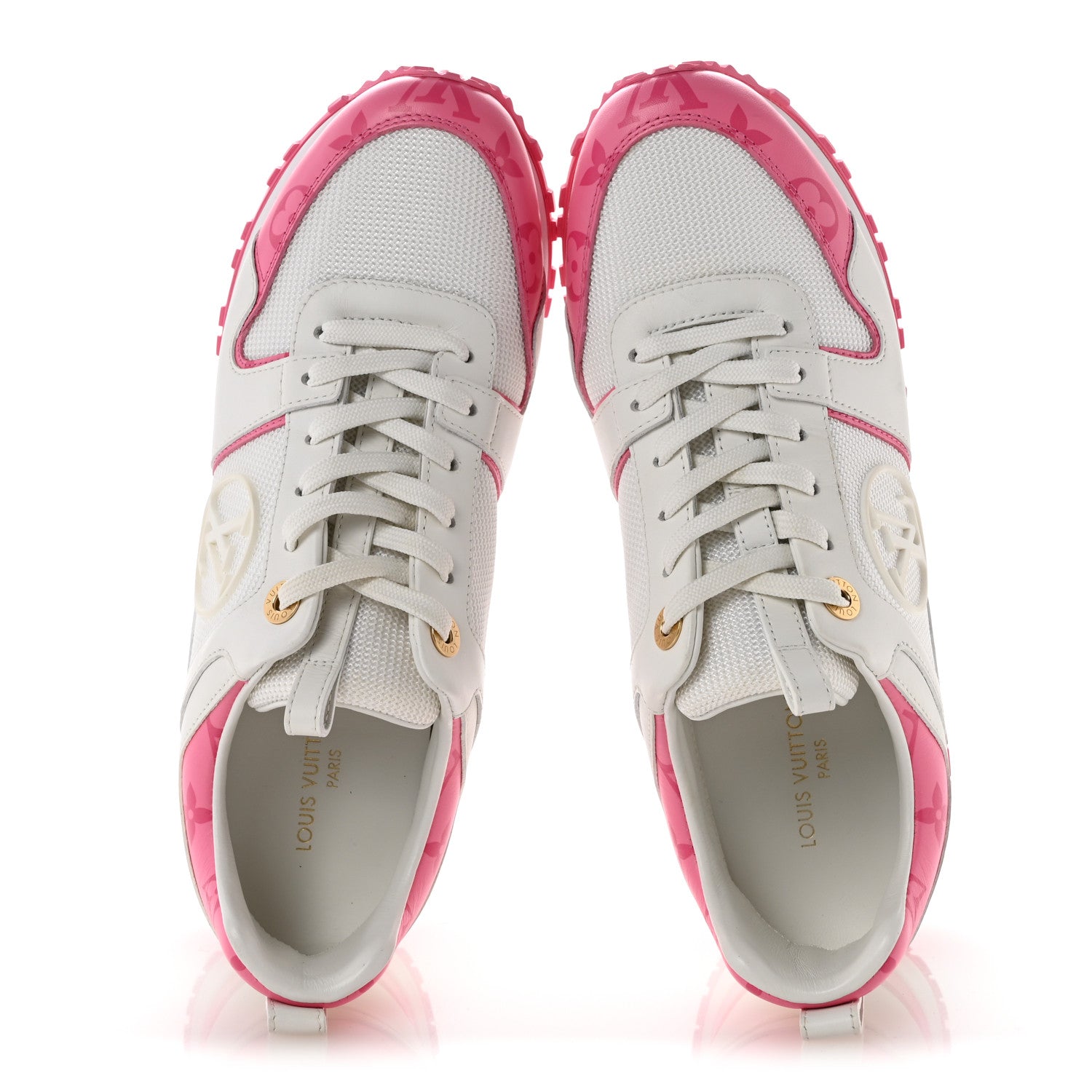 Louis Vuitton Calfskin Monogram Run Away Sneakers 38 White Pink 2 of 9