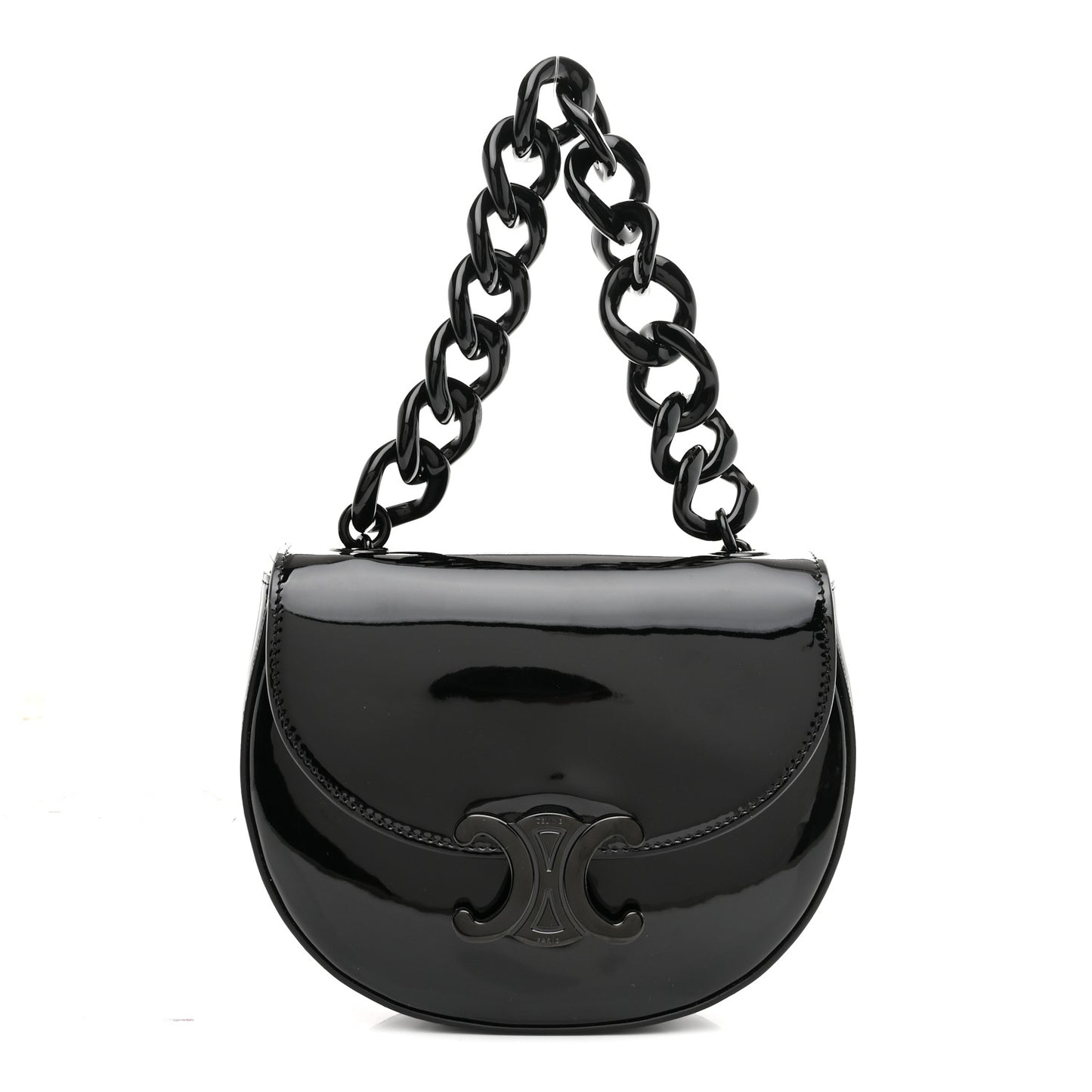 Patent Calfskin Triomphe Small Besace Marley Black
