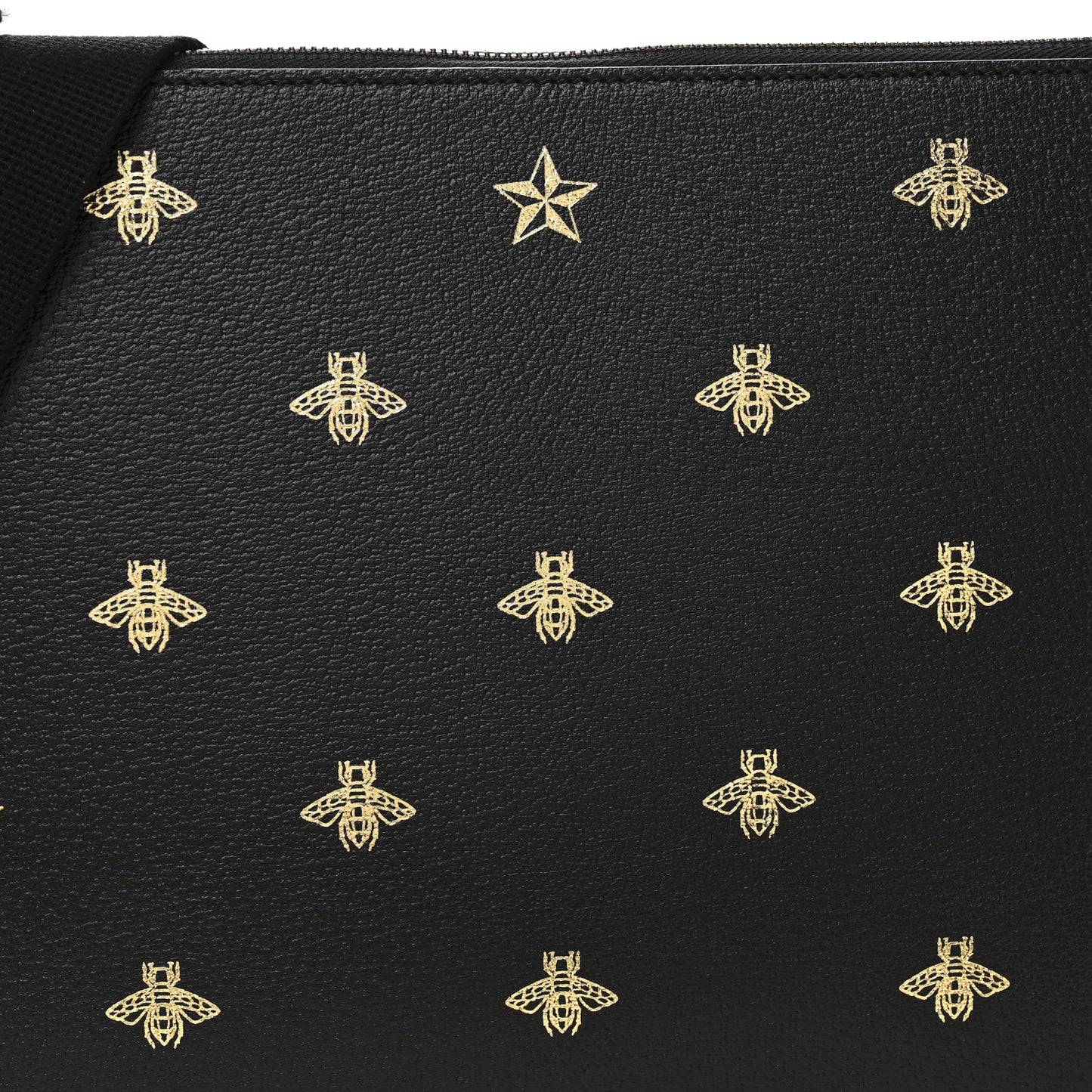 Grained Calfskin Bee Star Messenger Black