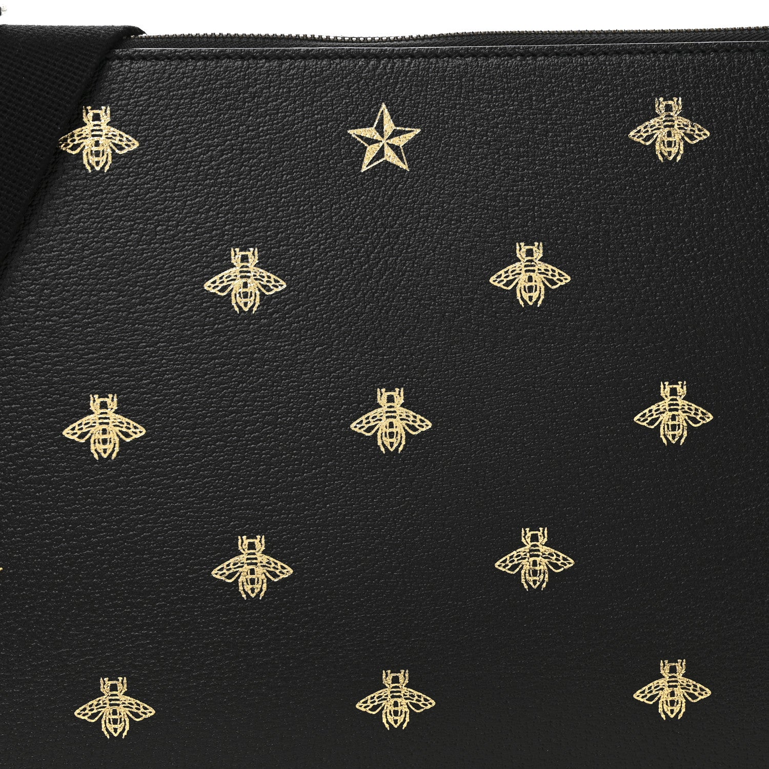 Gucci Grained Calfskin Bee Star Messenger Black 9 of 11
