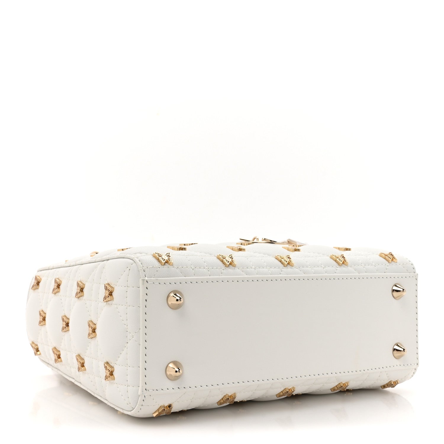 Christian Dior Lambskin Cannage Butterfly Studs Small Lady Dior White 4 of 14