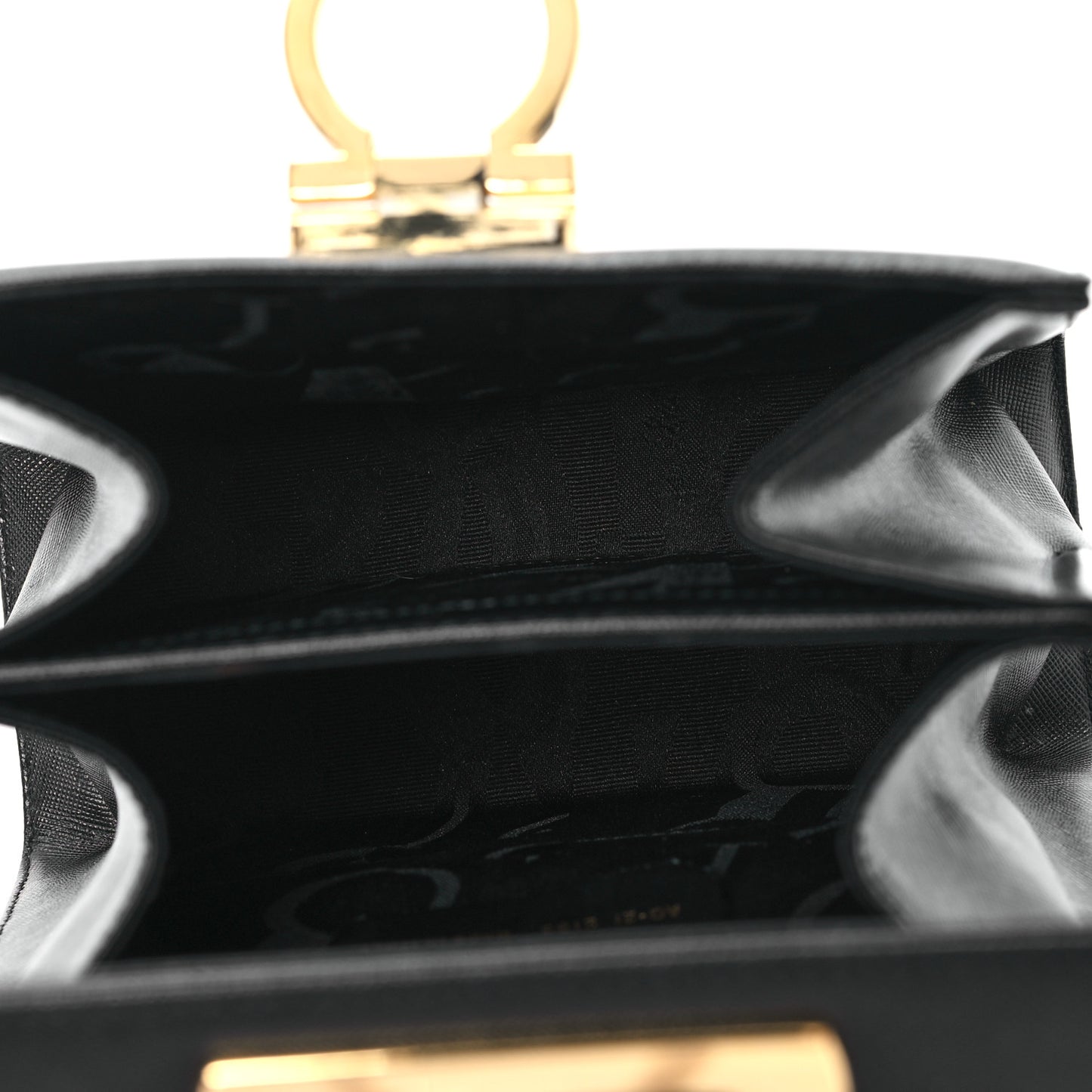 Hammered Calfskin Small Iconic Top Handle Bag Black