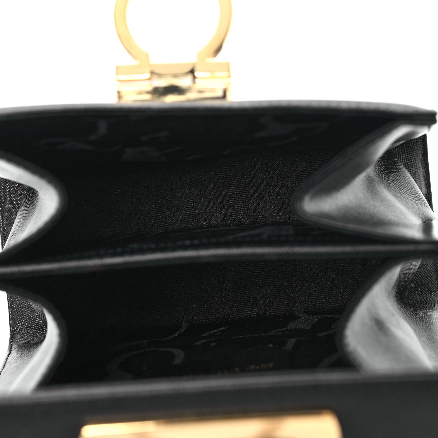 Salvatore Ferragamo Hammered Calfskin Small Iconic Top Handle Bag Black 6 of 12