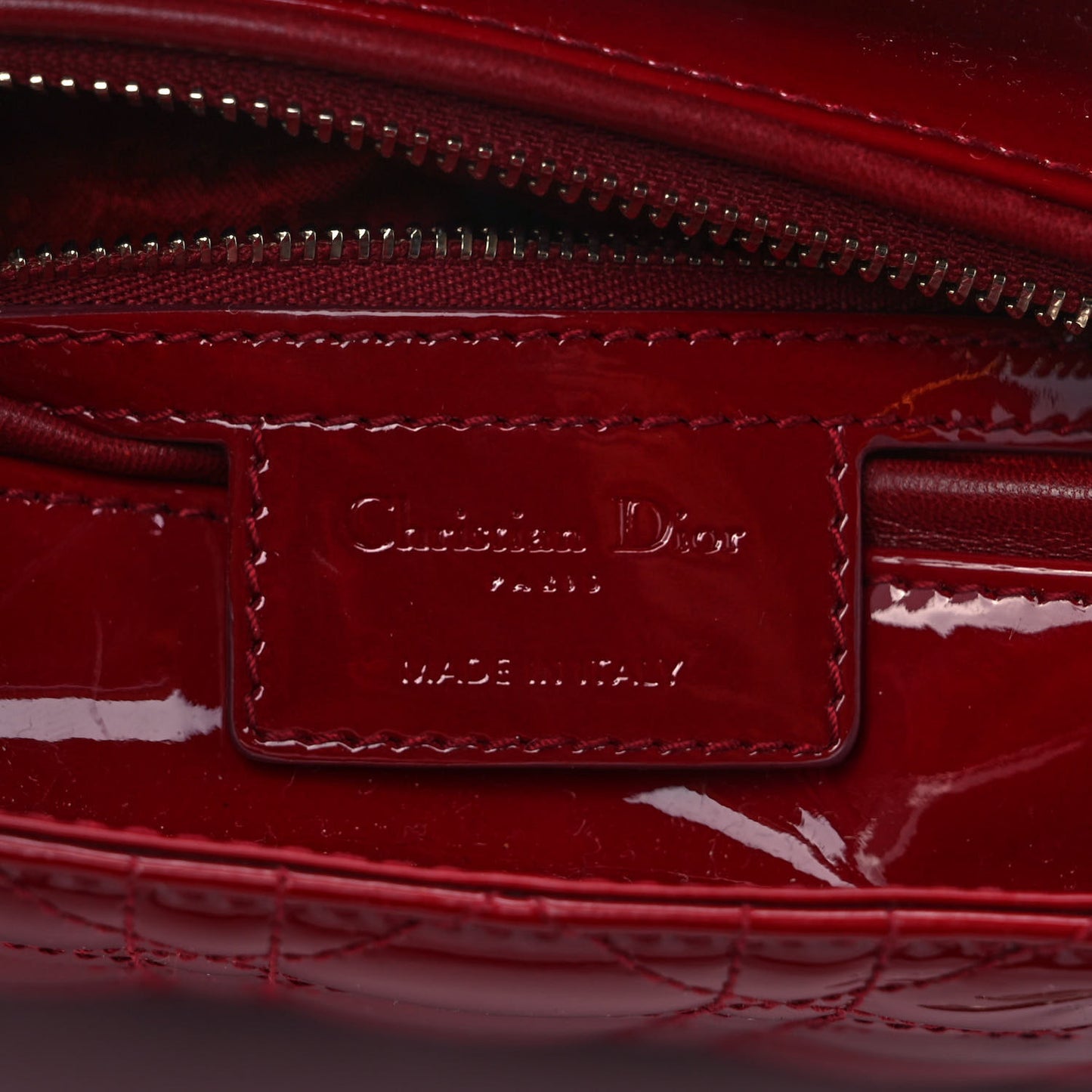 Patent Cannage Medium Lady Dior Burgundy Red