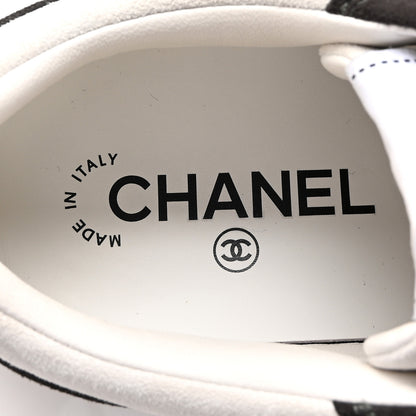 Chanel Suede Kidskin Womens CC Sneakers 37.5 Black White 7 of 13
