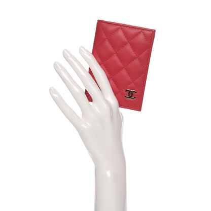 Chanel Lambskin Quilted Card Holder Wallet Dark Pink 2 of 8