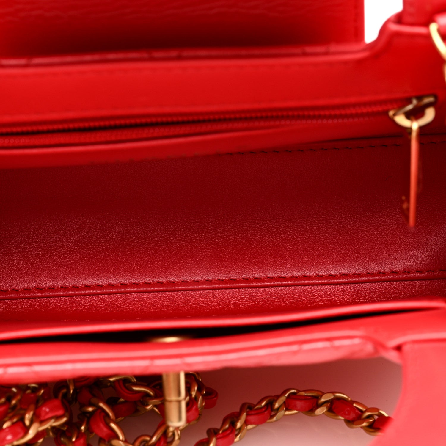 Chanel Shiny Aged Calfskin Quilted Nano Kelly Shopper Red 5 of 10