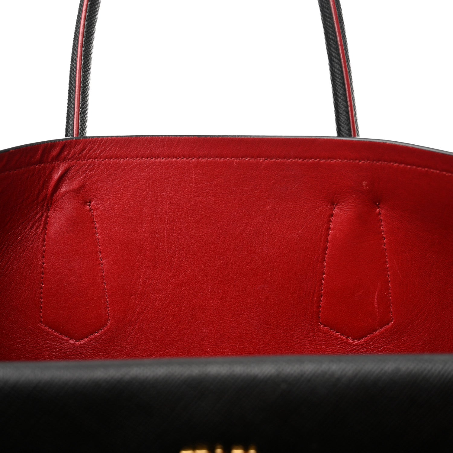 Prada Saffiano Cuir Large Double Bag Black Fuoco 11 of 16