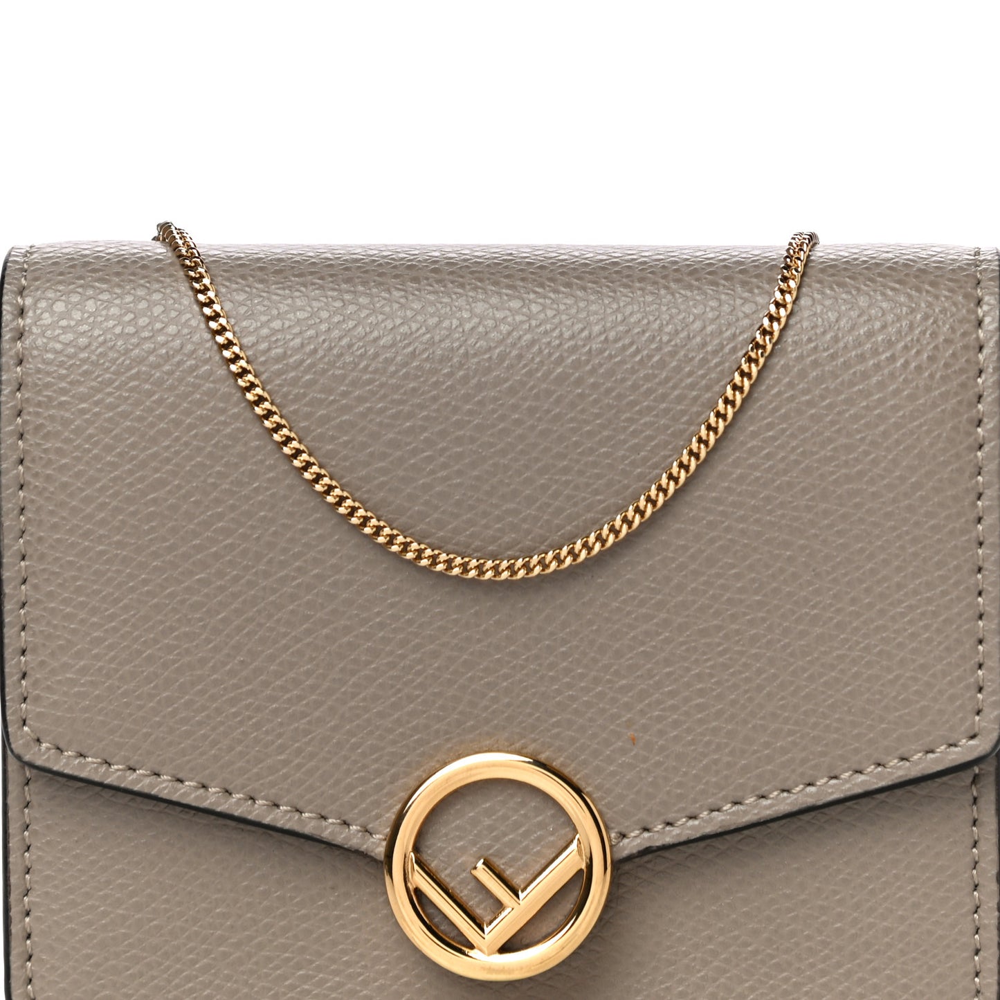 Vitello Cruise F is Fendi Geometric Flap Wallet on Chain Tortora
