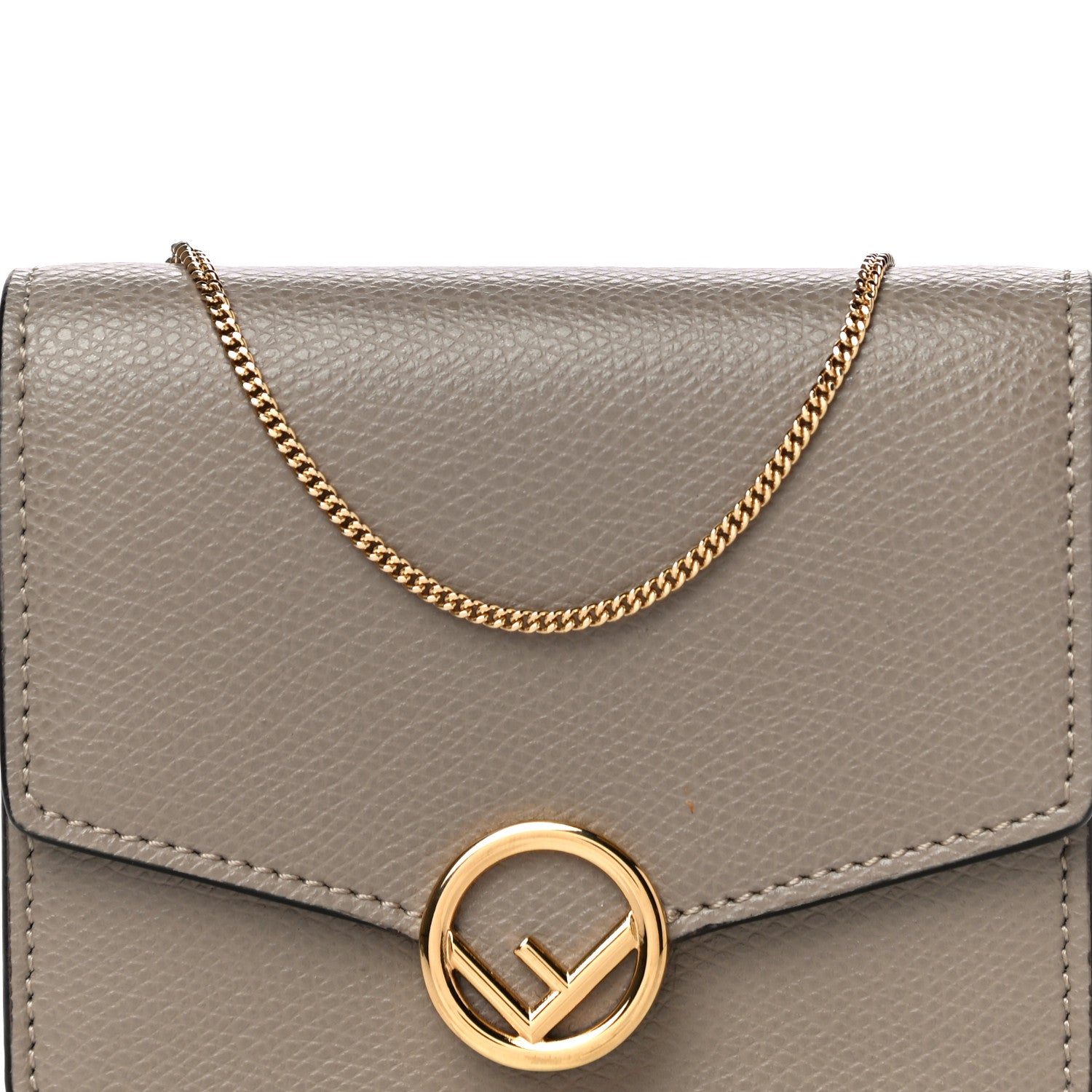 Fendi Vitello Cruise F is Fendi Geometric Flap Wallet on Chain Tortora 11 of 11
