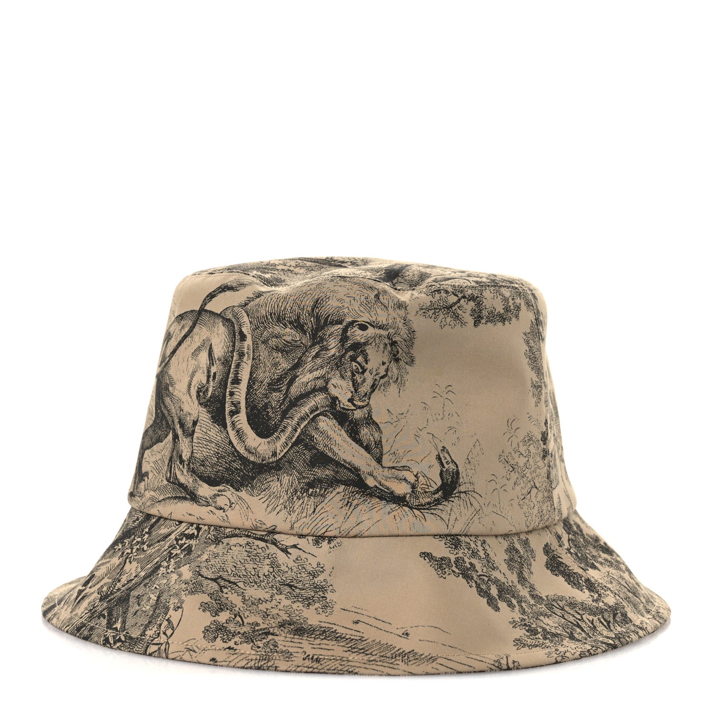 Oblique Toile De Jouy Reversible Teddy-D Brim Bucket Hat 59 Hazelnut Black