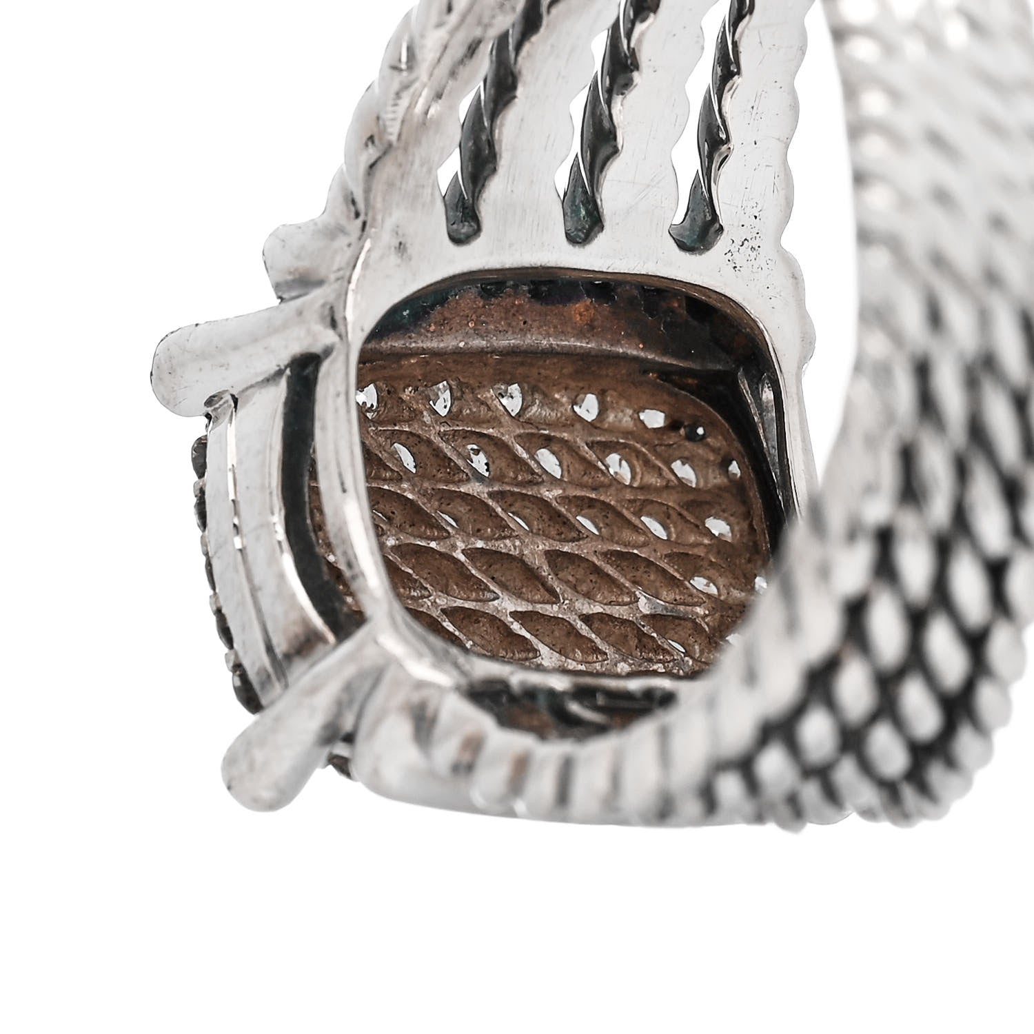 David Yurman Sterling Silver Diamond 16mm Wheaton Ring 62 10 6 of 6