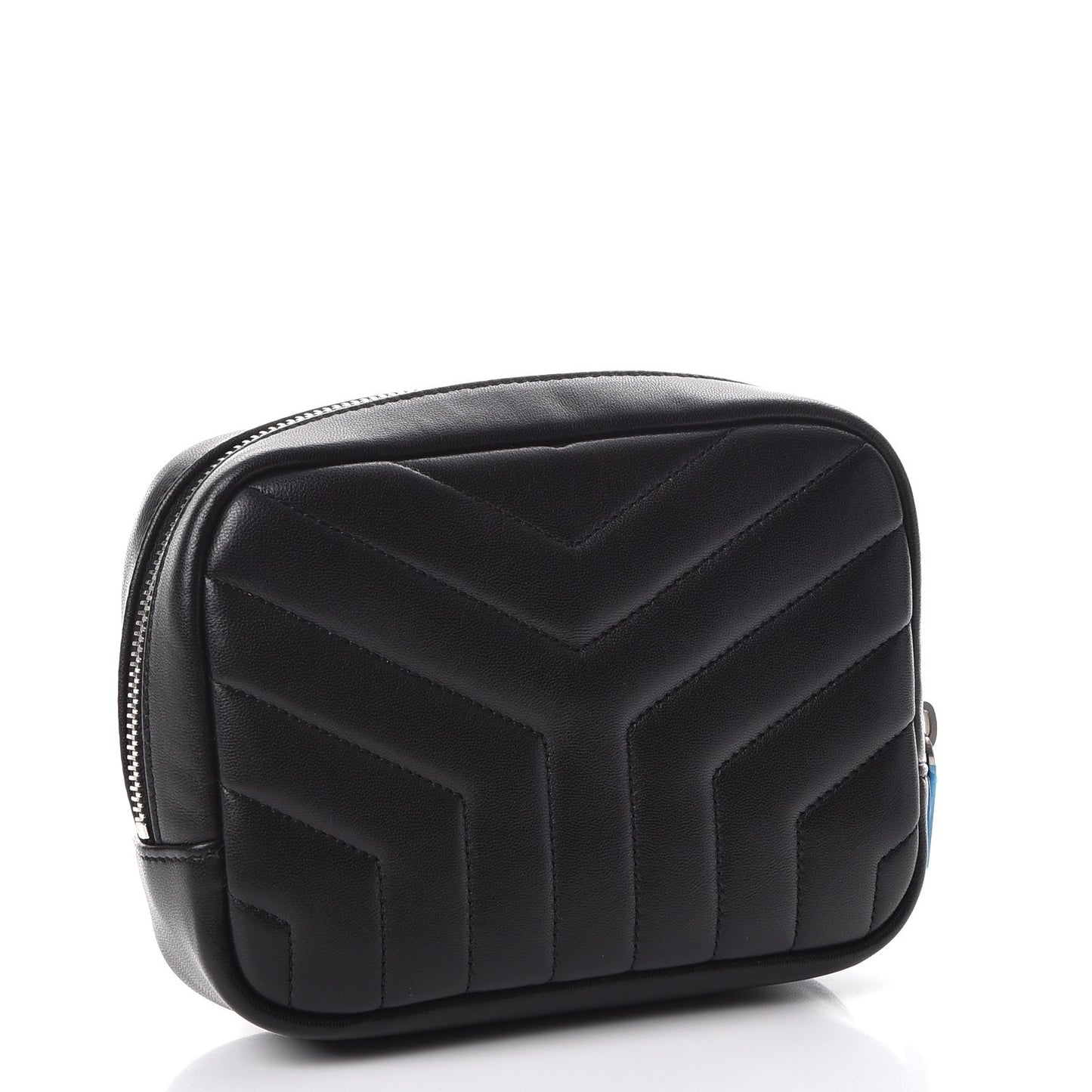 Lambskin Y Quilted Monogram Loulou Cosmetic Case Black