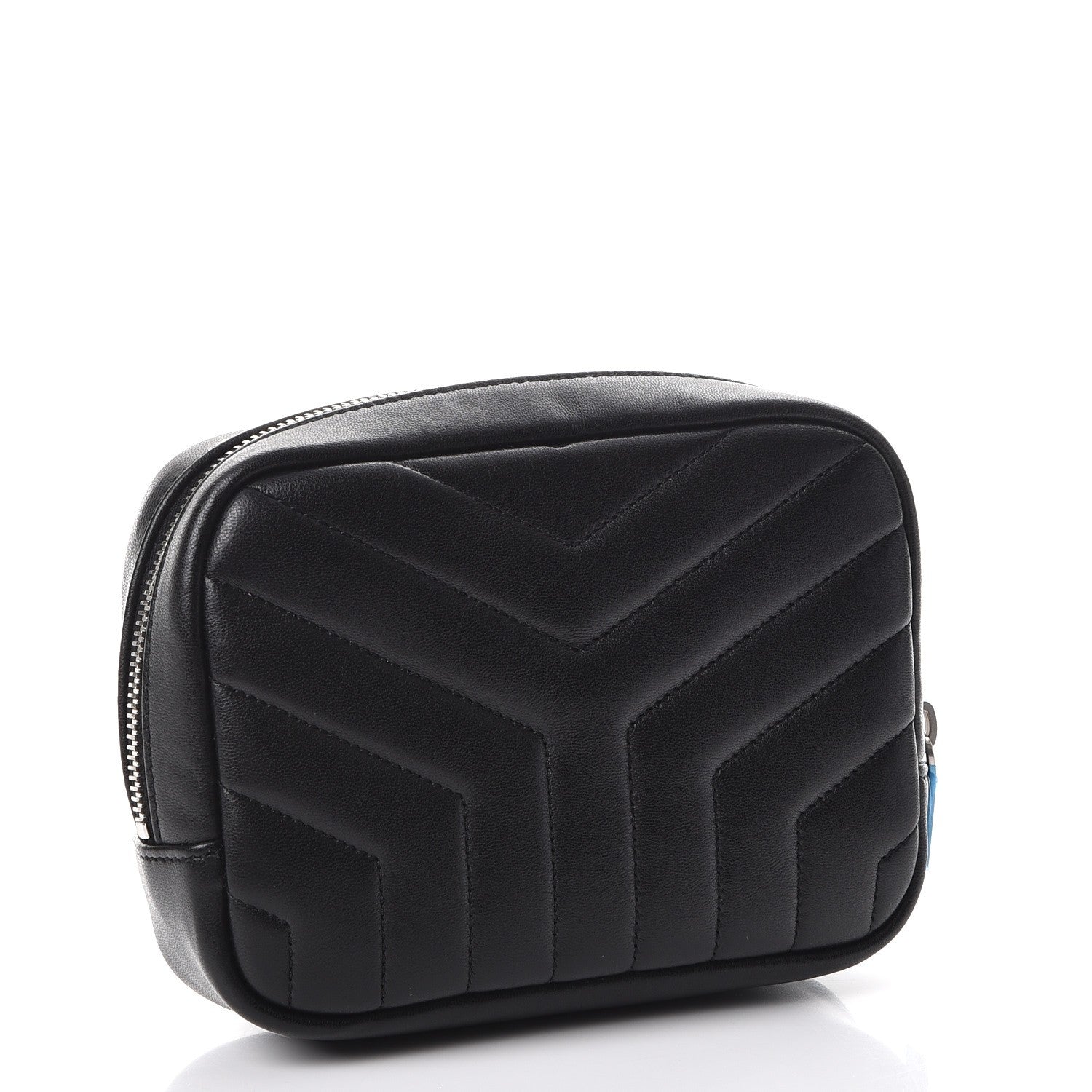 Saint Laurent Lambskin Y Quilted Monogram Loulou Cosmetic Case Black 3 of 8
