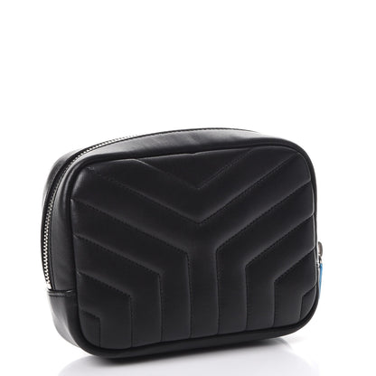 Saint Laurent Lambskin Y Quilted Monogram Loulou Cosmetic Case Black 3 of 8