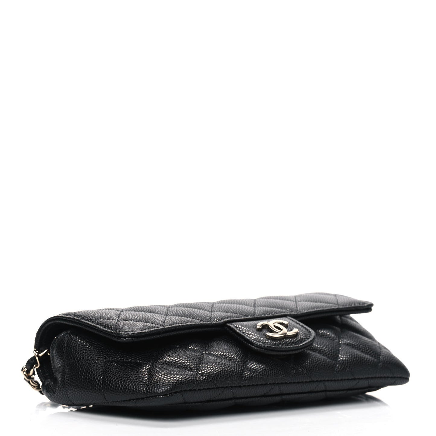 Caviar Quilted Glasses Case With Chain Black