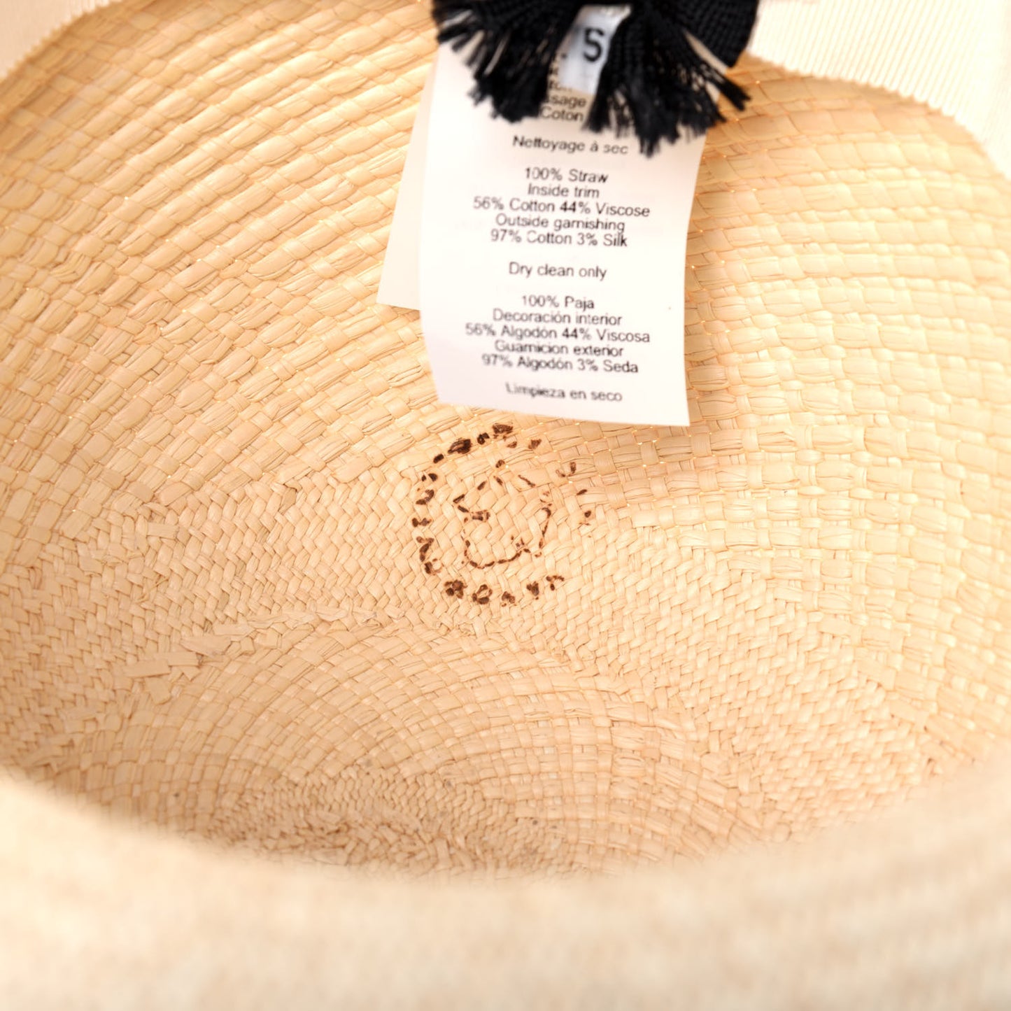 Straw Brides De Gala Panama Carrousel Hat 56 Naturel Ecru Black