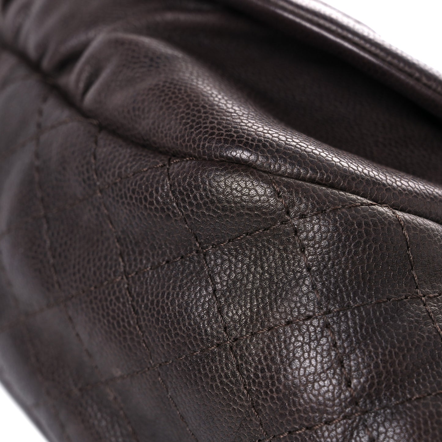 Caviar Half Moon Large Flap Dark Brown