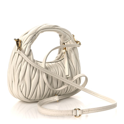 Miu Miu Nappa Matelasse Small Wander Hobo White 3 of 9