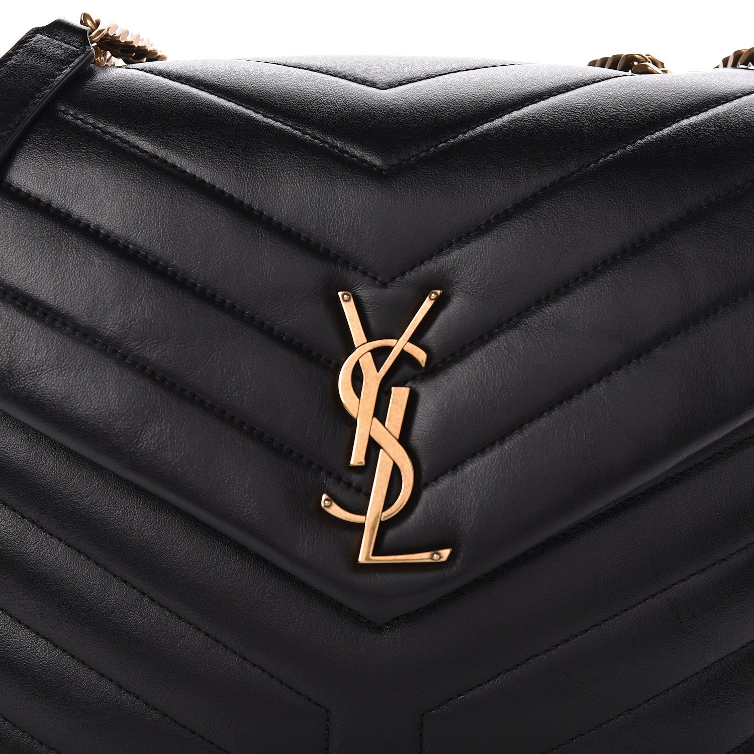 Saint Laurent Calfskin Y Quilted Monogram Medium Loulou Chain Satchel Black 9 of 11