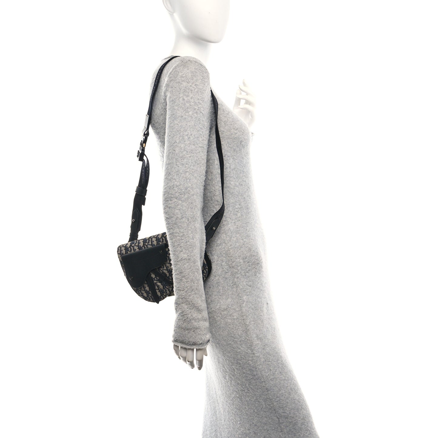 Oblique Saddle Messenger Pouch Beige Black