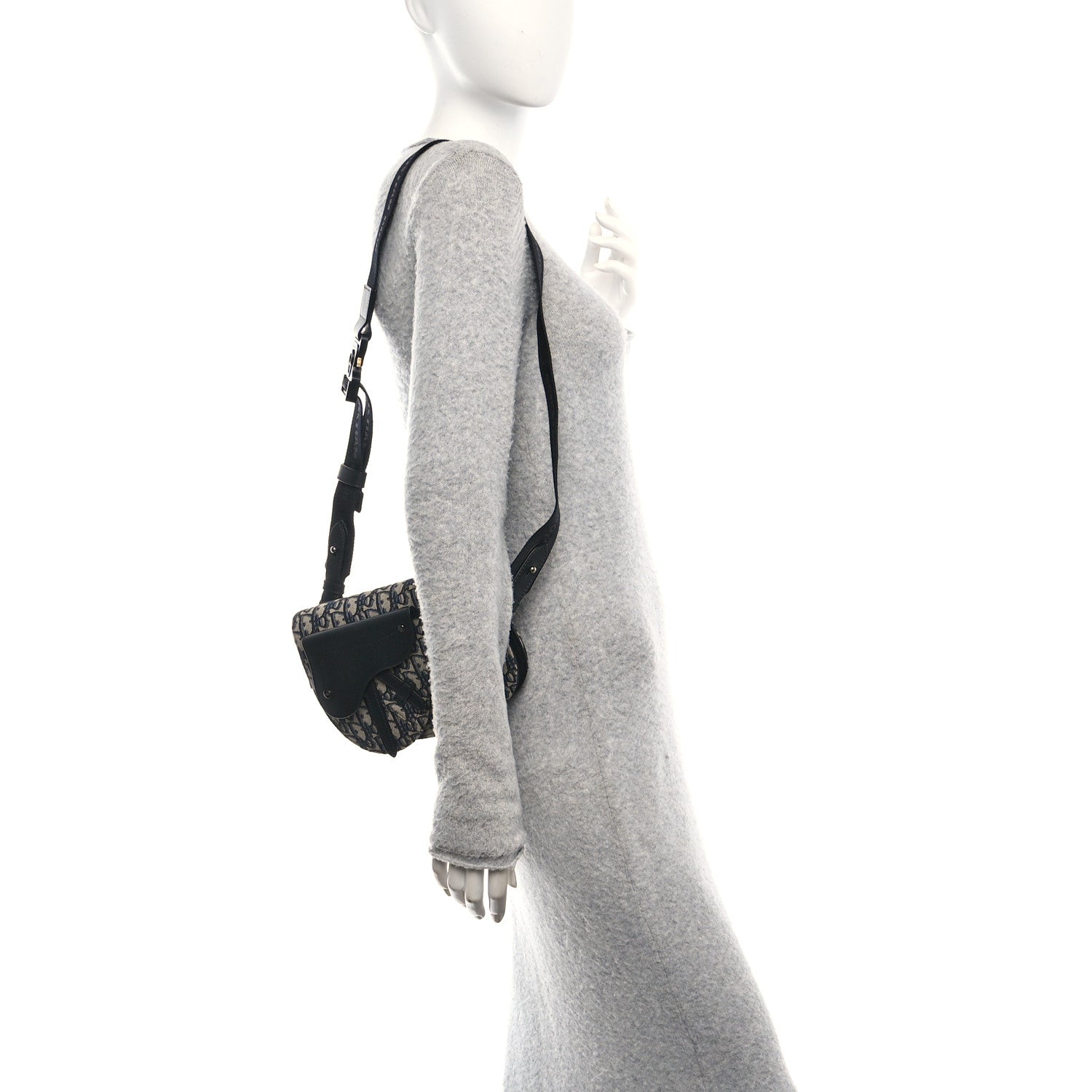 Christian Dior Oblique Saddle Messenger Pouch Beige Black 2 of 9