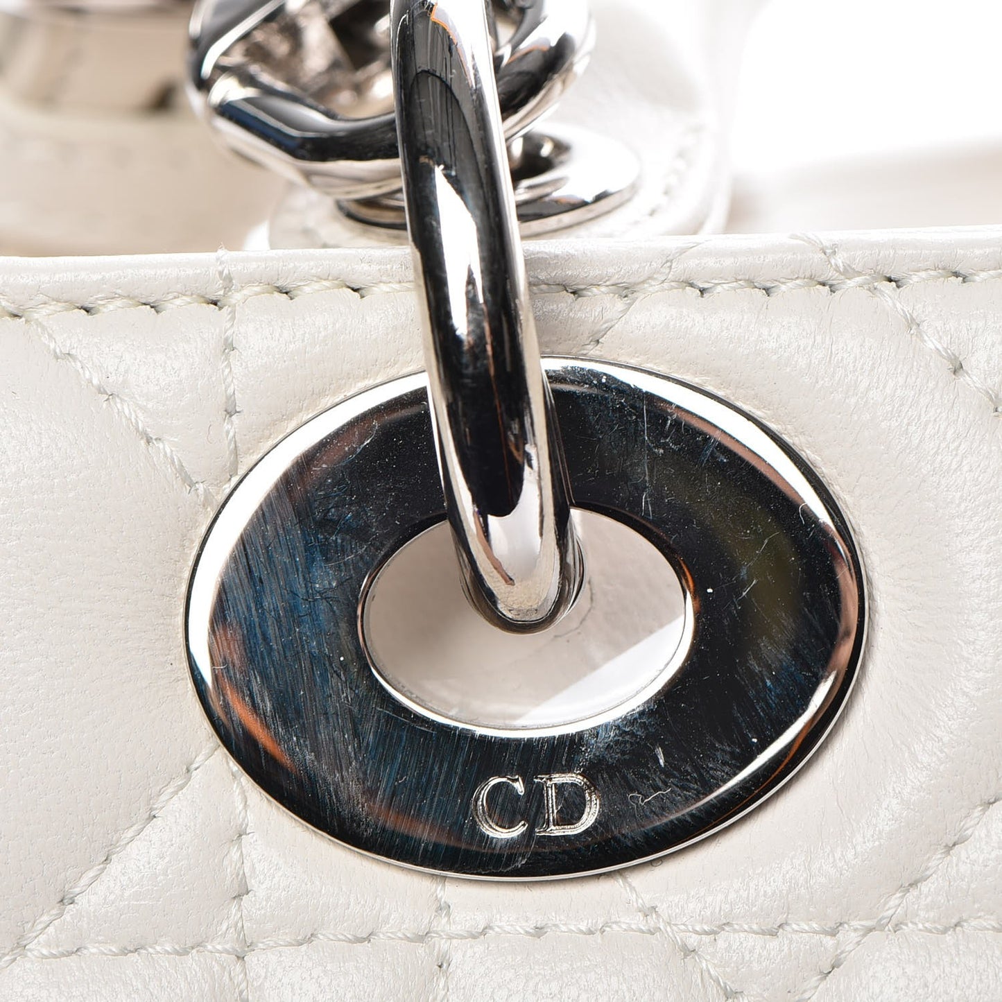Lambskin Cannage Medium Lady Dior White