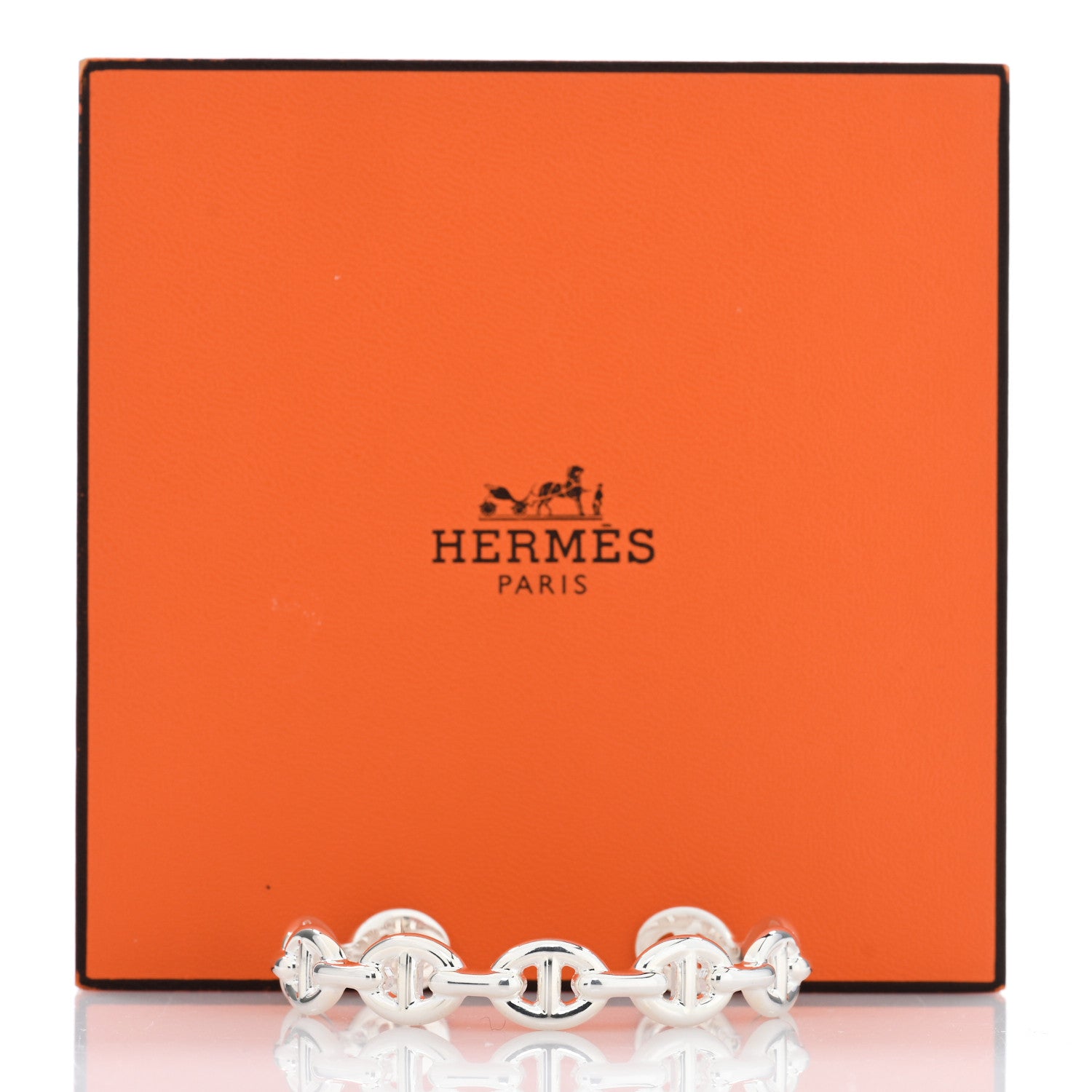 Hermes Sterling Silver MM Chaine d'Ancre Enchainee Cuff Bracelet SH 4 of 4