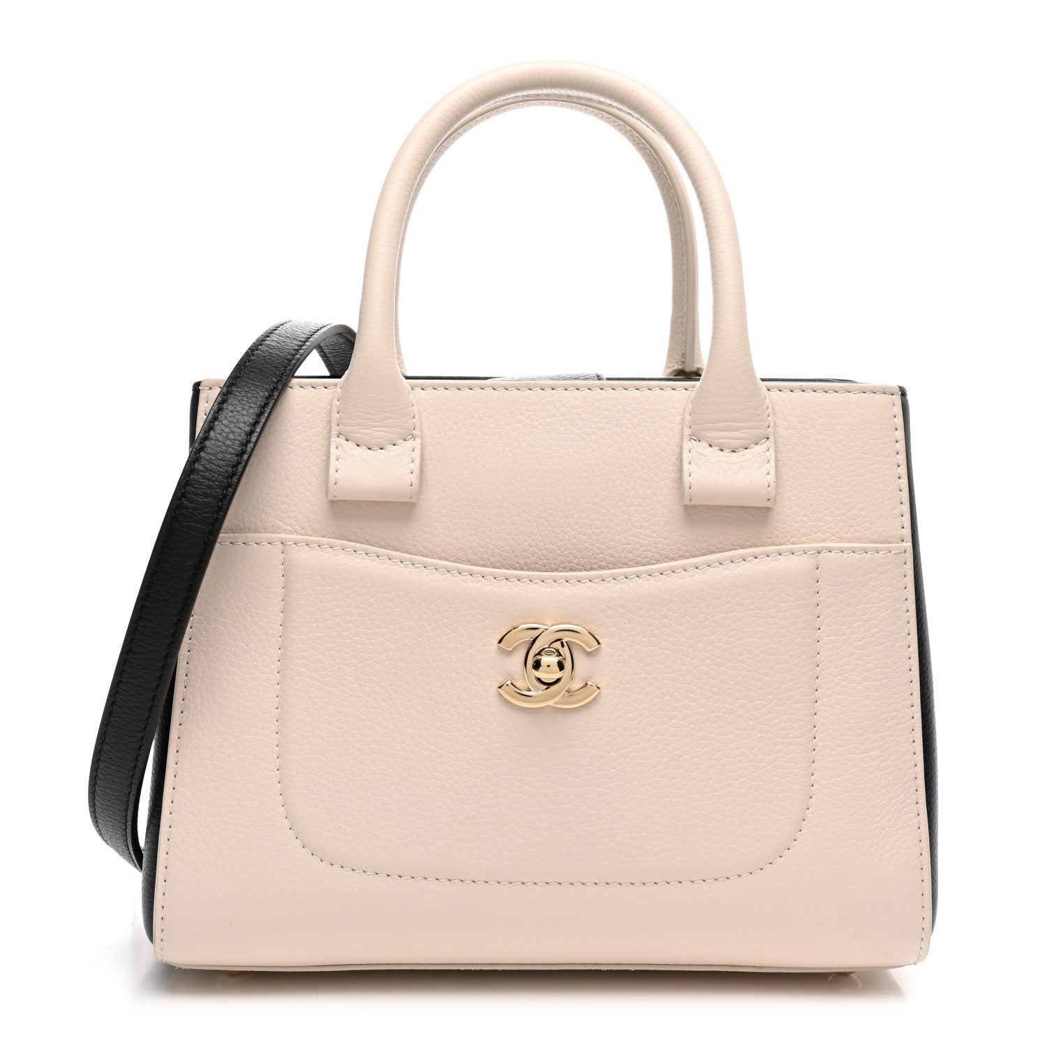 Chanel Grained Calfskin Mini Bi-Color Neo Executive Shopper Tote Beige Black 1 of 10