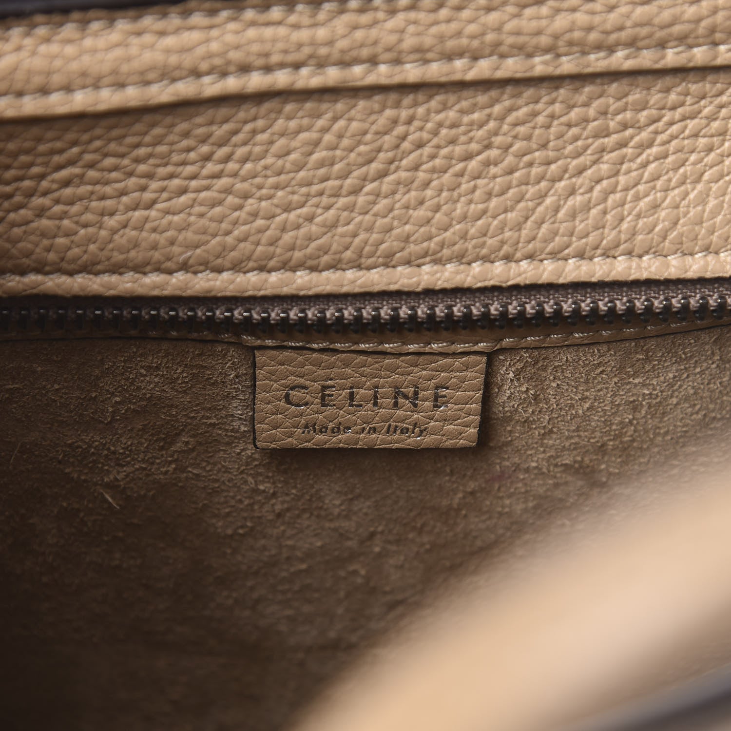 Celine Drummed Calfskin Nano Luggage Dune 6 of 12