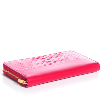 Celine Python Lambskin Large Zip Around Multifunction Wallet Fuchsia 4 of 9