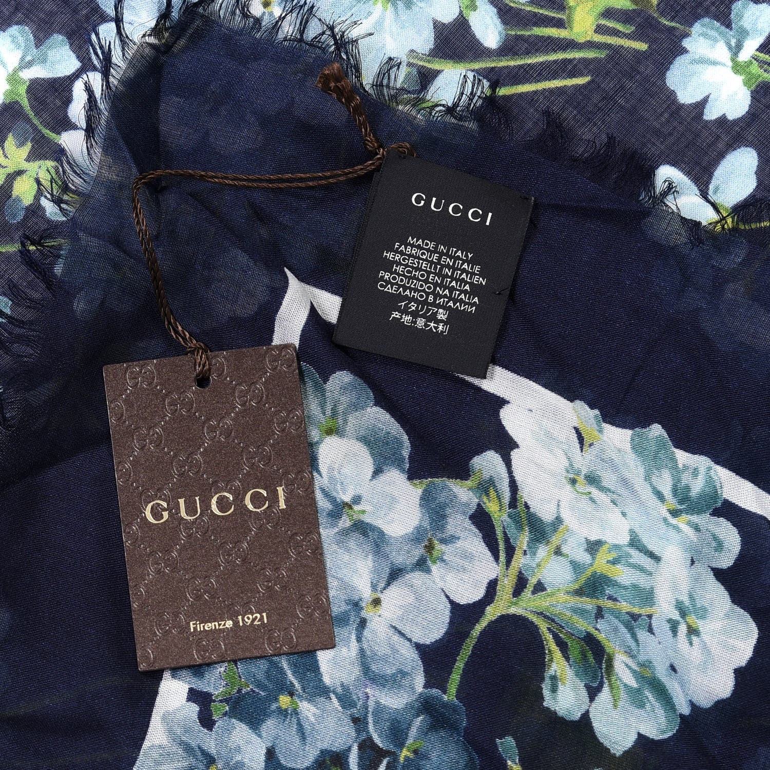 Gucci Modal Silk New Bloomy Shawl Midnight Blue Sky Blue 3 of 4