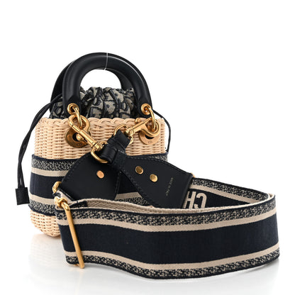 Christian Dior Wicker Oblique Mini Lady Dior Bag Blue 3 of 9
