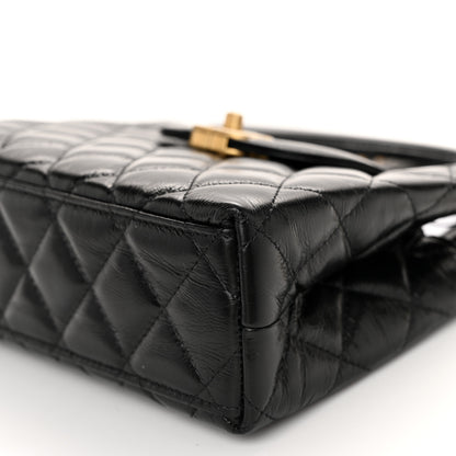 Chanel Shiny Aged Calfskin Quilted Nano Kelly Shopper Black 10 of 11