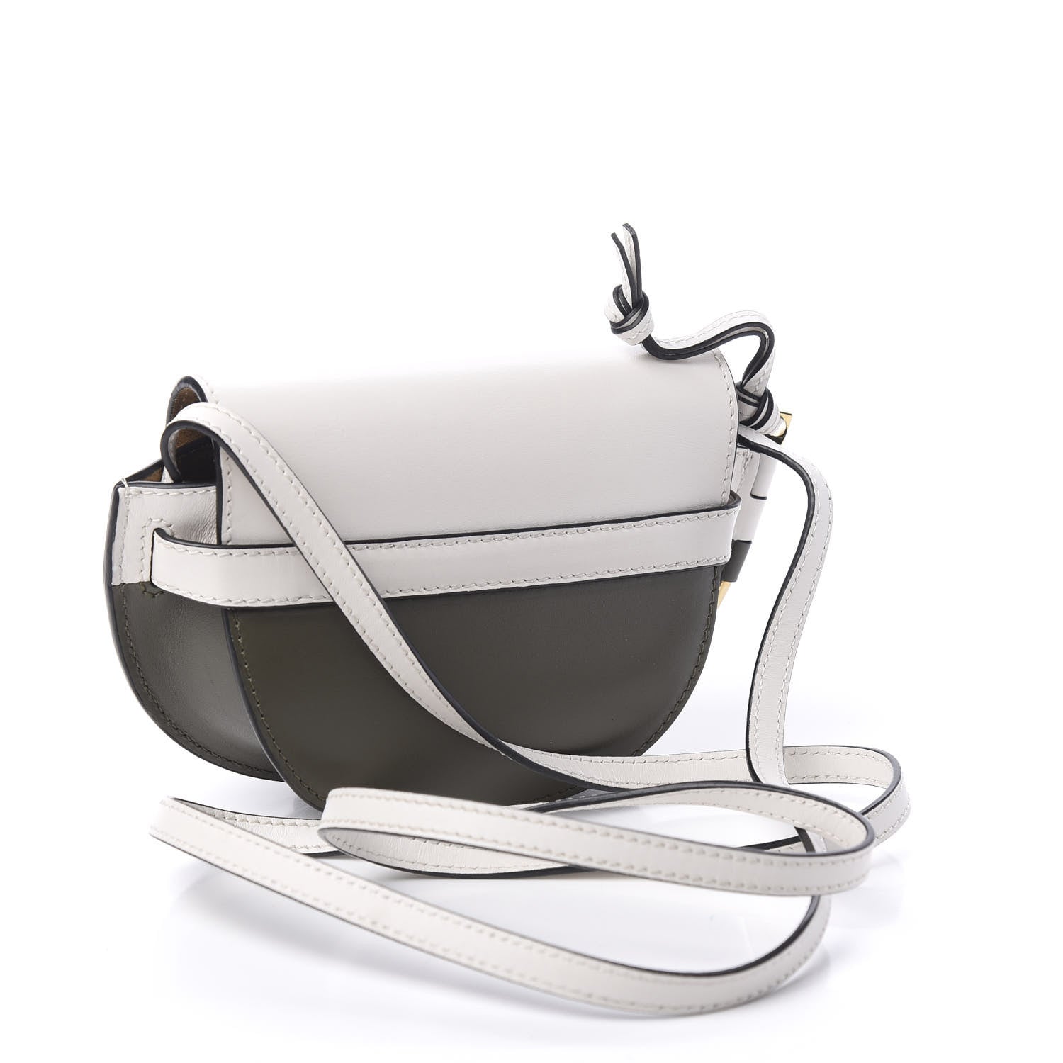 Loewe Calfskin Mini Gate Crossbody Bag Khaki Green Soft White 2 of 8