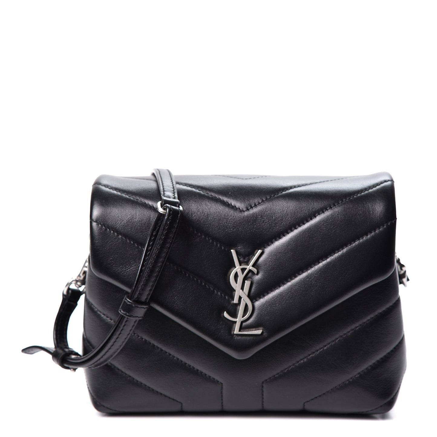 Calfskin Y Quilted Monogram Toy Loulou Crossbody Bag Black