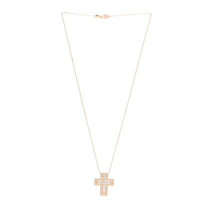 Damiani 18K Rose Gold Diamond Belle Epoque Cross Pendant Necklace 3 of 4