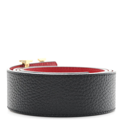 Louis Vuitton Taurillon Calfskin 30mm LV Initiales Reversible Belt 95 38 Black Red 2 of 5