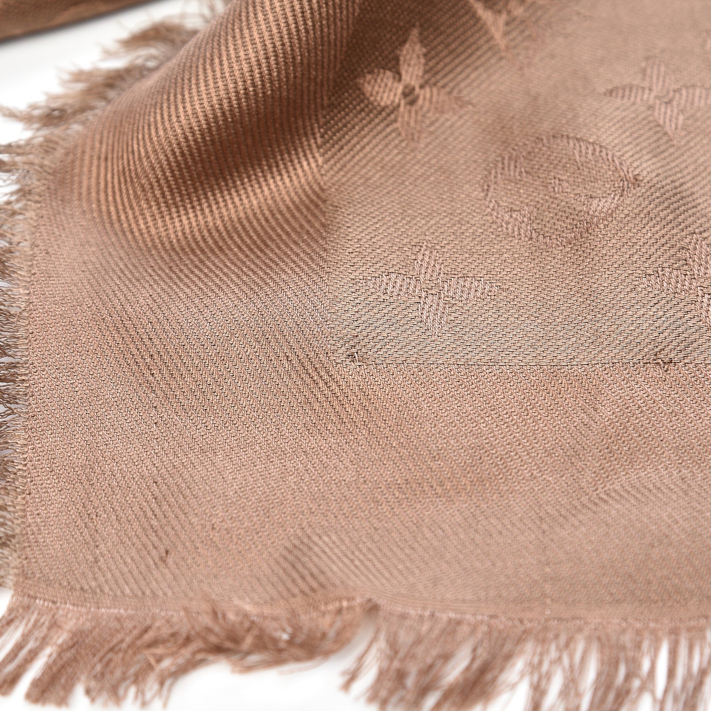 Silk Wool Monogram Shawl Cappuccino